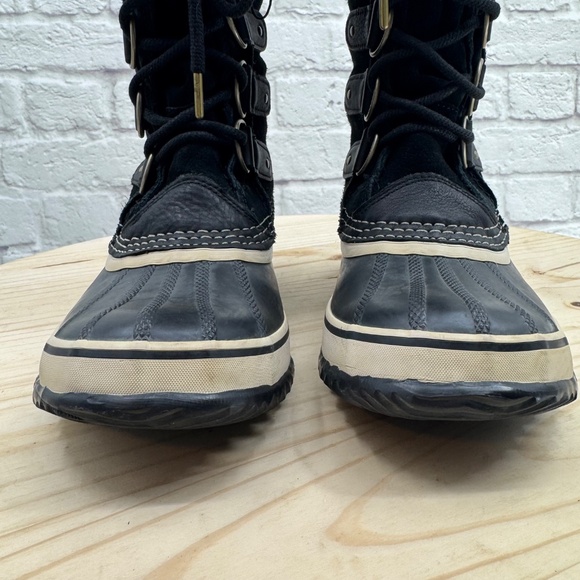 SOREL Joan of Arctic Women's Waterproof Snow Boots Black Faux Fur Trim US 9 - Picture 3 of 13